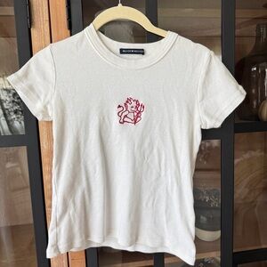 Brandy Melville baby tee devil embroidered top tshirt short sleeves red crewneck